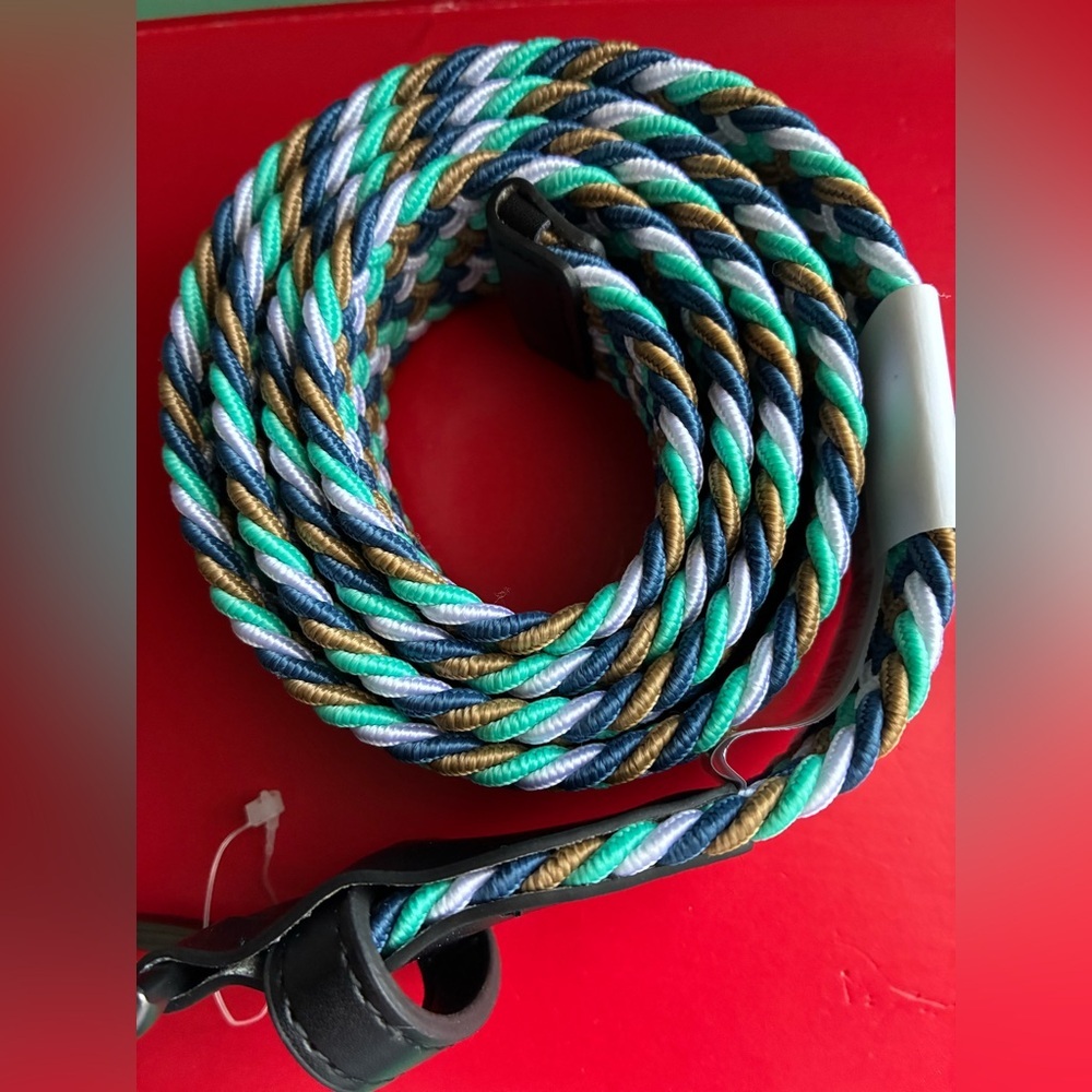 NIKE Belt,Nike Multicolor Braided Belt with Black Leather - Picture 2 of 11